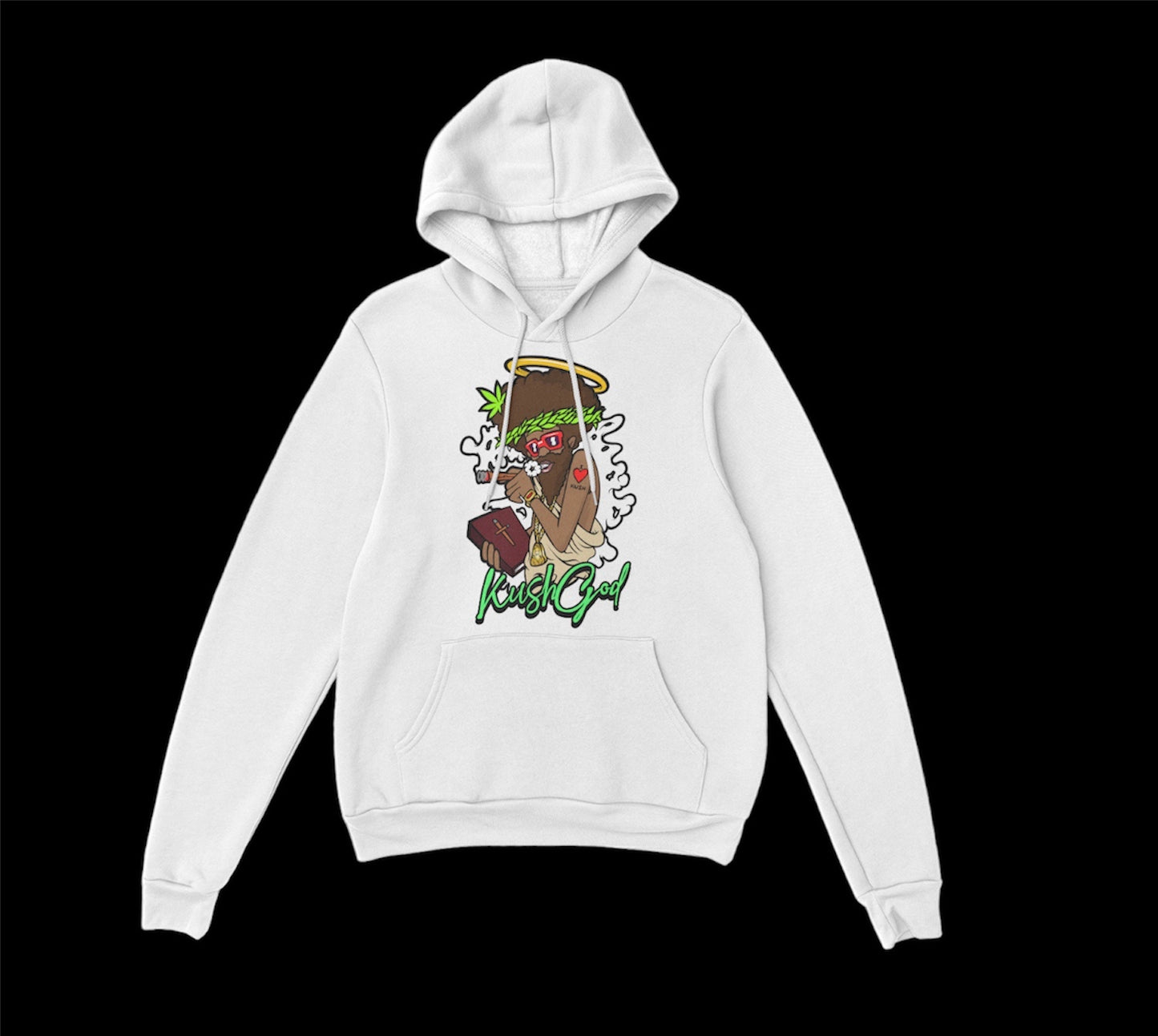 WHITE “KUSH GOD” HOODIE