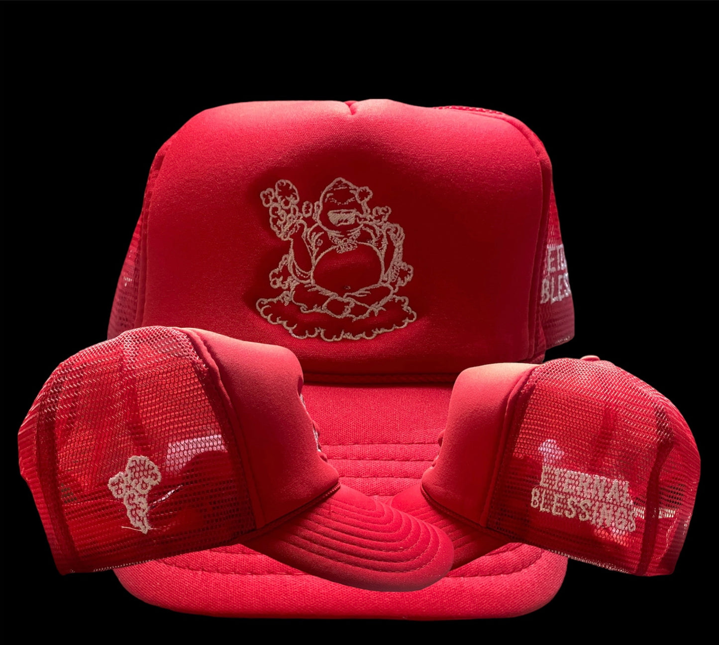 RED “ETERNAL BLESSINGS” TRUCKER HAT