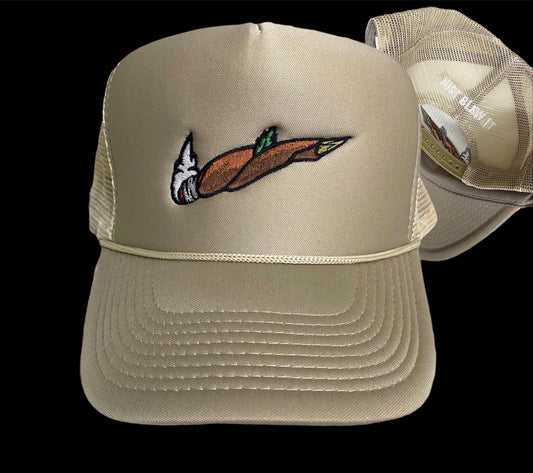 TAN “JUST BLEW IT” TRUCKER HAT