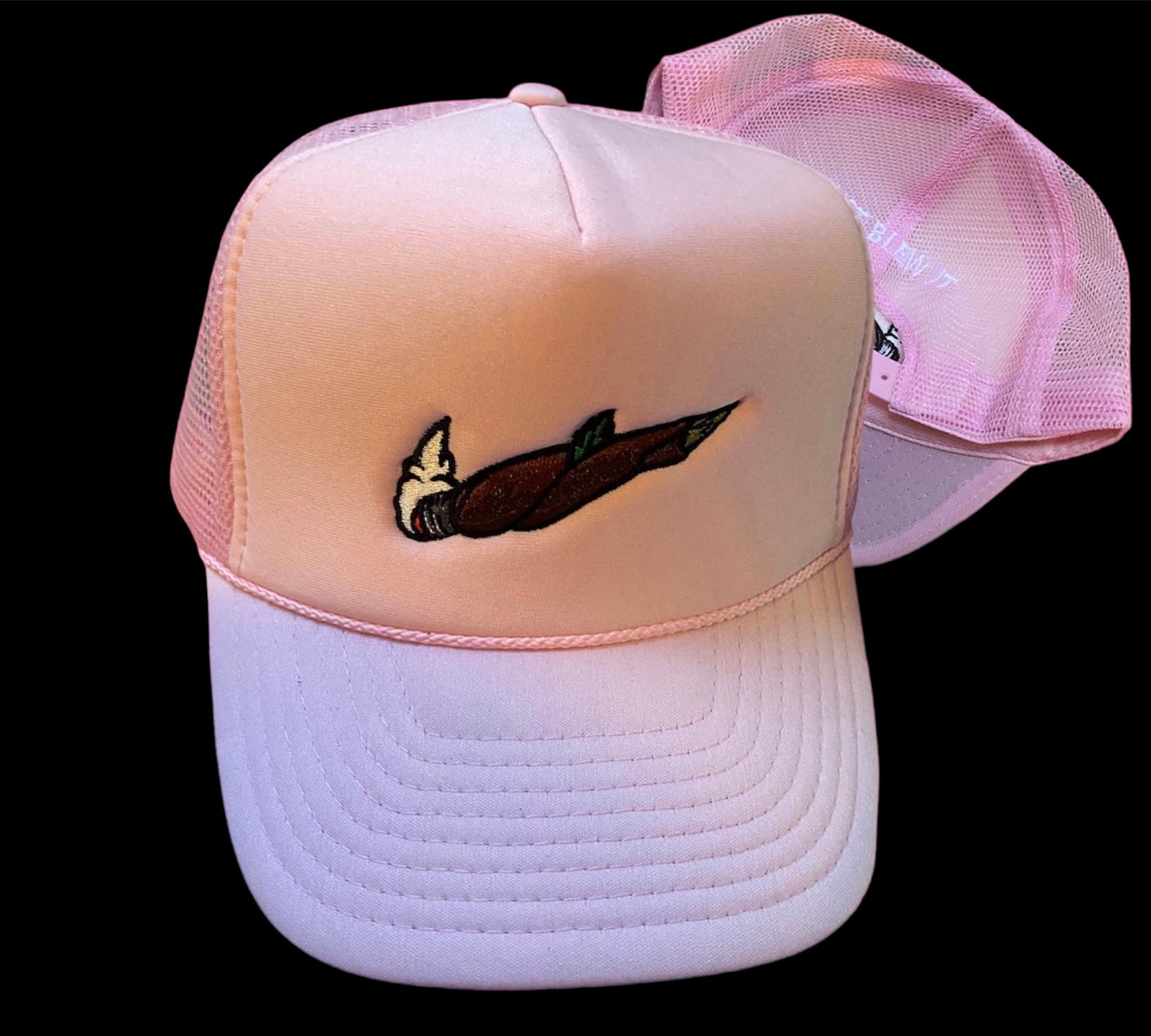 POWDER PINK “JUST BLEW IT” TRUCKER HAT