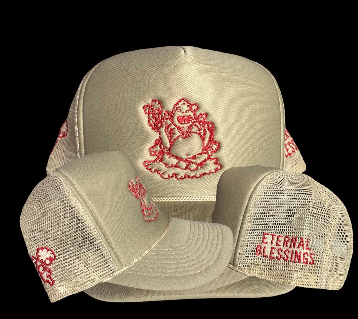 TAN “ETERNAL BLESSINGS” TRUCKER HAT