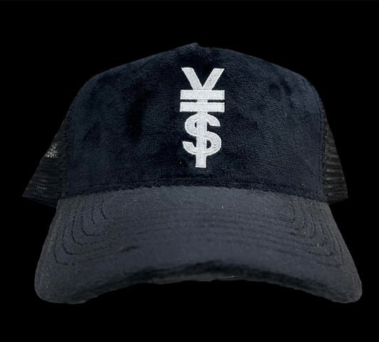 BLACK VELVET “¥F$” TRUCKER HAT