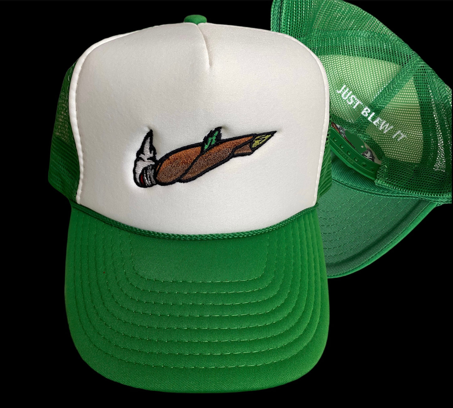 CELTIC GREEN & WHITE “JUST BLEW IT” TRUCKER HAT