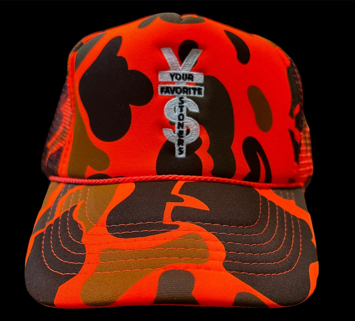 ORANGE CAMO "YFS" TRUCKER HAT