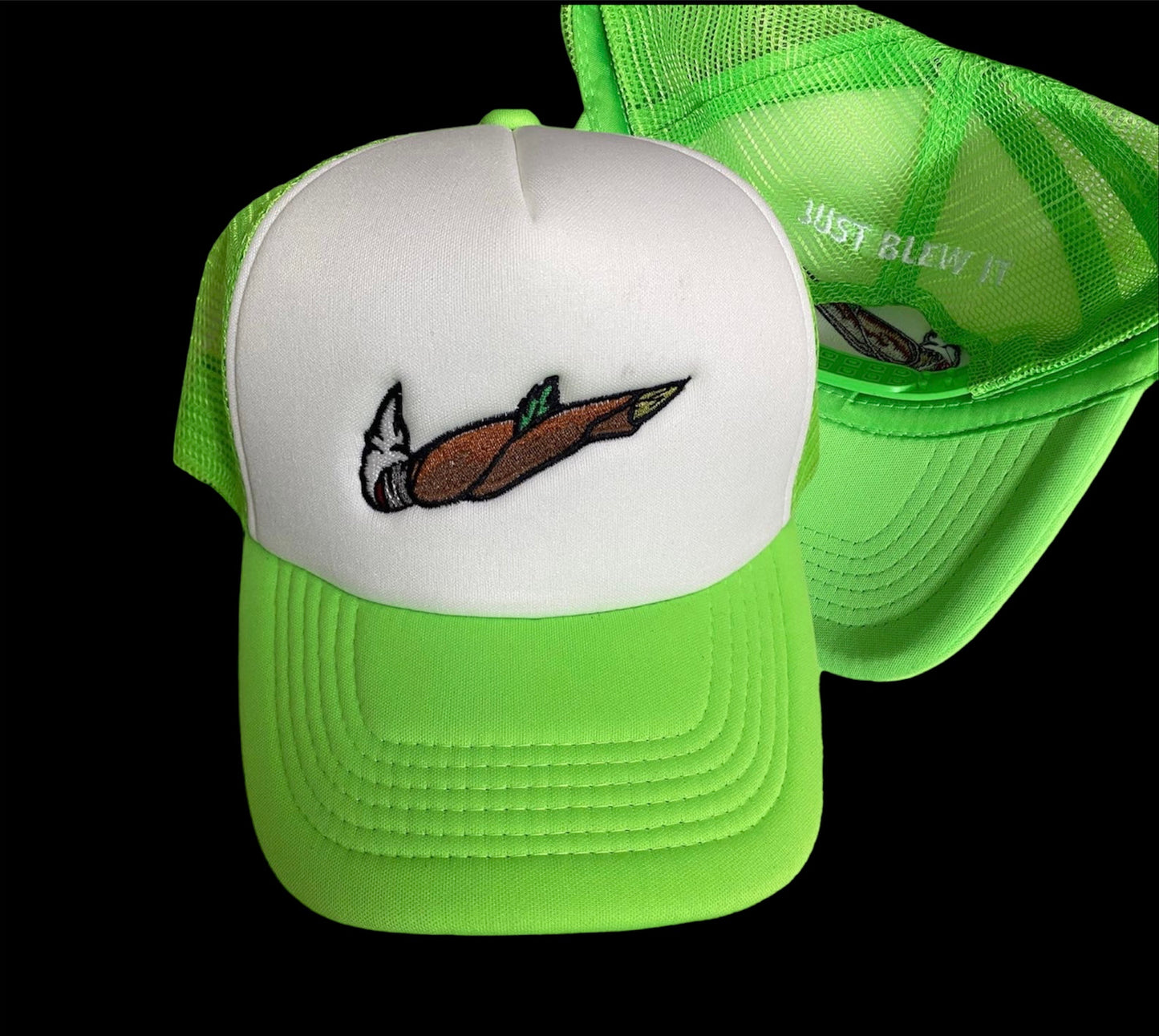 SLIME GREEN "JUST BLEW IT" TRUCKER HAT