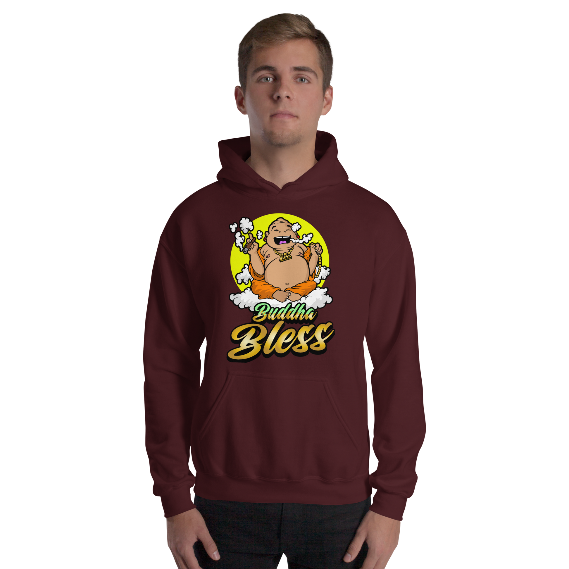 Burgundy Buddha Bless Hoodie